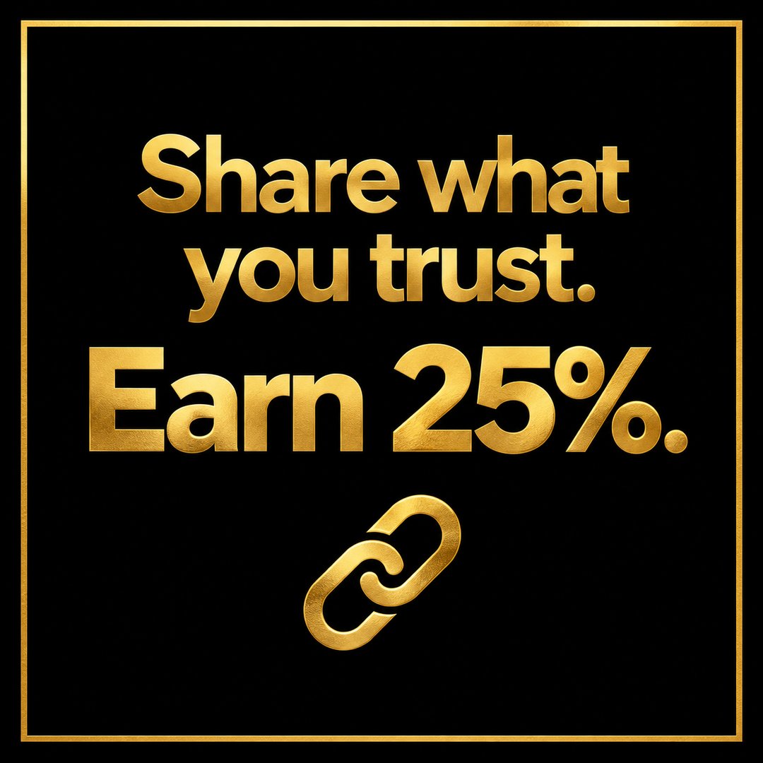 Share what you trust. Earn 25%.